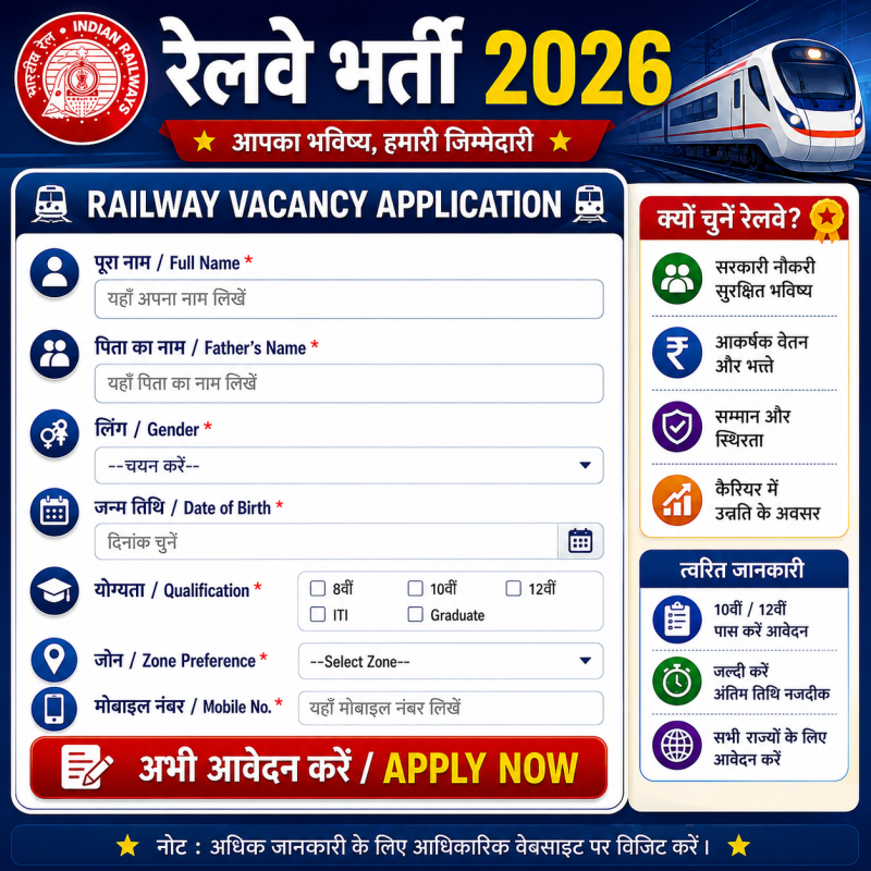 RRB Recruitment 2026: Vacancies, Qualifications & Registration Guide